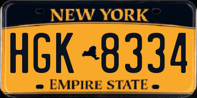 NY license plate HGK8334