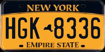 NY license plate HGK8336