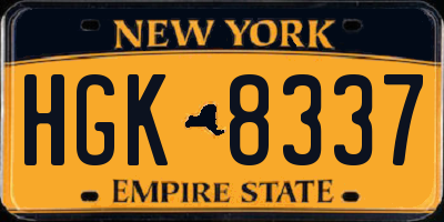 NY license plate HGK8337