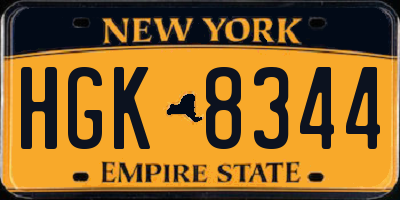 NY license plate HGK8344