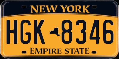 NY license plate HGK8346