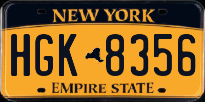 NY license plate HGK8356