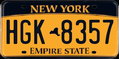 NY license plate HGK8357