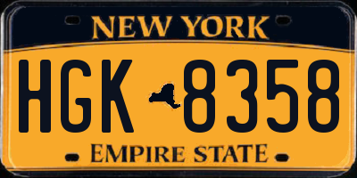 NY license plate HGK8358