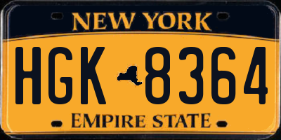 NY license plate HGK8364