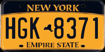 NY license plate HGK8371