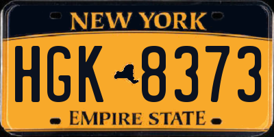 NY license plate HGK8373