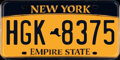 NY license plate HGK8375