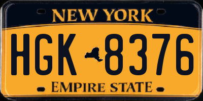 NY license plate HGK8376