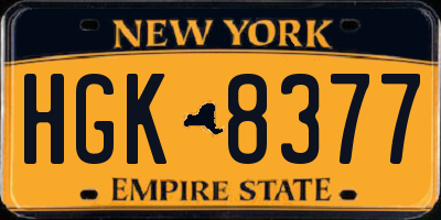 NY license plate HGK8377