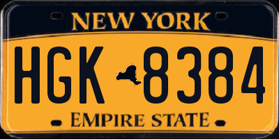 NY license plate HGK8384