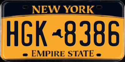 NY license plate HGK8386