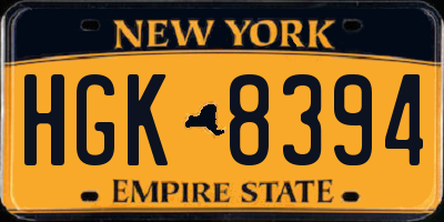 NY license plate HGK8394