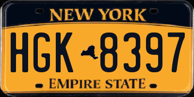 NY license plate HGK8397