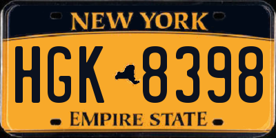 NY license plate HGK8398