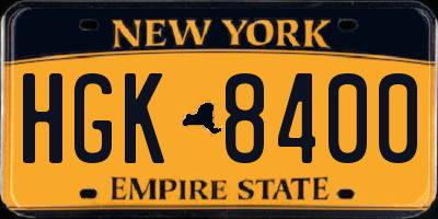 NY license plate HGK8400