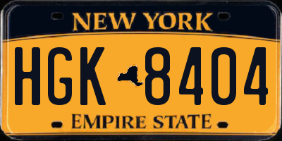 NY license plate HGK8404