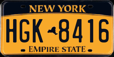 NY license plate HGK8416