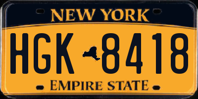 NY license plate HGK8418