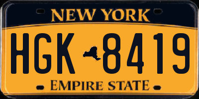 NY license plate HGK8419