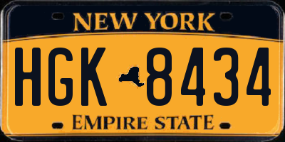 NY license plate HGK8434