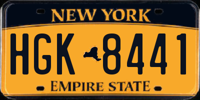NY license plate HGK8441