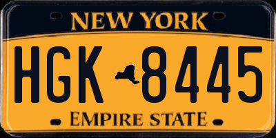 NY license plate HGK8445
