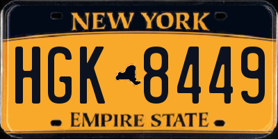 NY license plate HGK8449