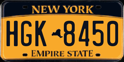 NY license plate HGK8450