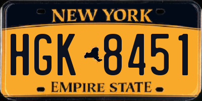 NY license plate HGK8451