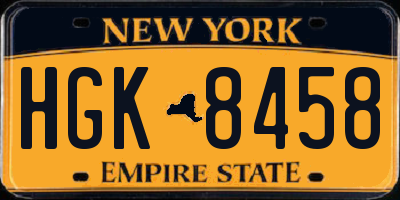 NY license plate HGK8458