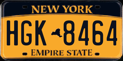 NY license plate HGK8464