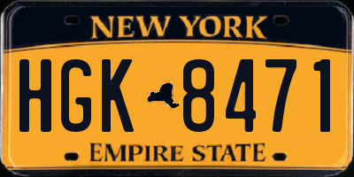NY license plate HGK8471