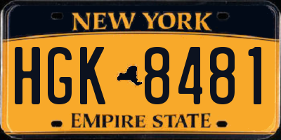 NY license plate HGK8481