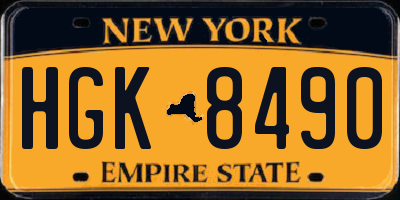 NY license plate HGK8490