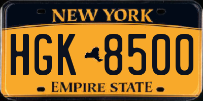 NY license plate HGK8500