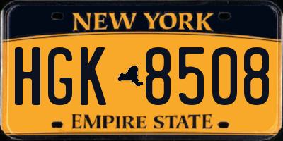 NY license plate HGK8508