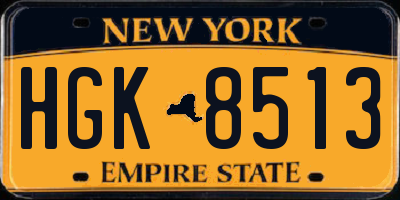 NY license plate HGK8513