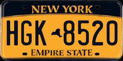 NY license plate HGK8520