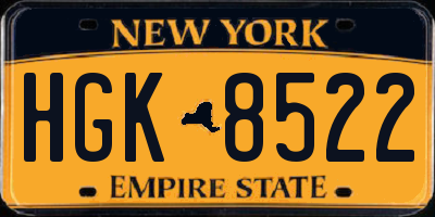 NY license plate HGK8522