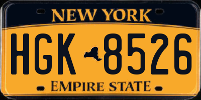 NY license plate HGK8526