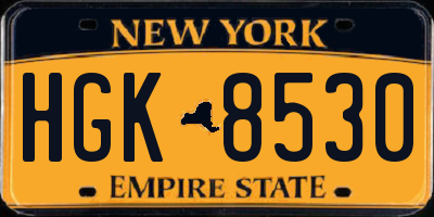 NY license plate HGK8530