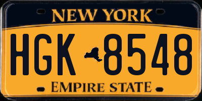 NY license plate HGK8548