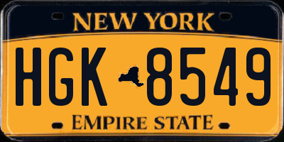 NY license plate HGK8549