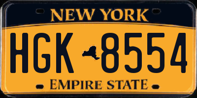 NY license plate HGK8554