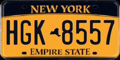 NY license plate HGK8557