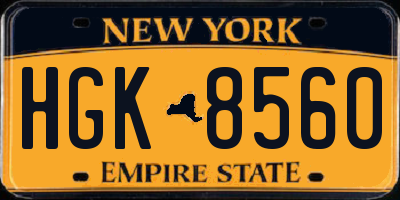 NY license plate HGK8560