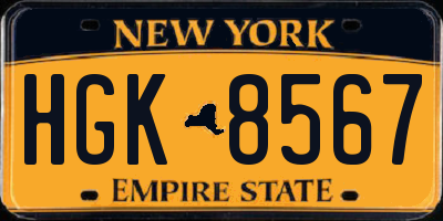 NY license plate HGK8567