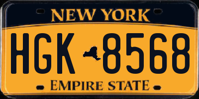 NY license plate HGK8568