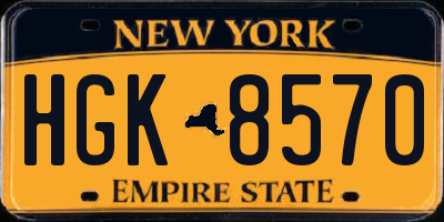 NY license plate HGK8570